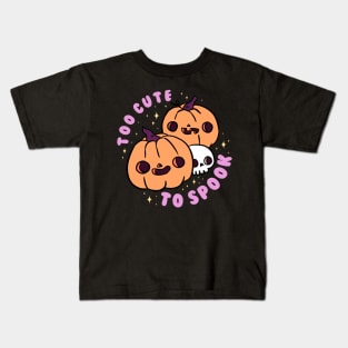 Too cute to spook a cute and funny Halloween pumpkin head Kids T-Shirt